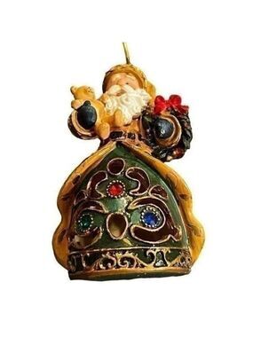 Vintage Santa Blue, Burgundy Christmas Tree Ornament